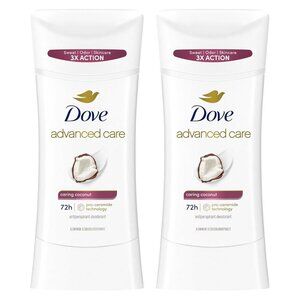 Advanced Care Antiperspirant Caring Coconut, 2 Count Deodorant Stick for Women,